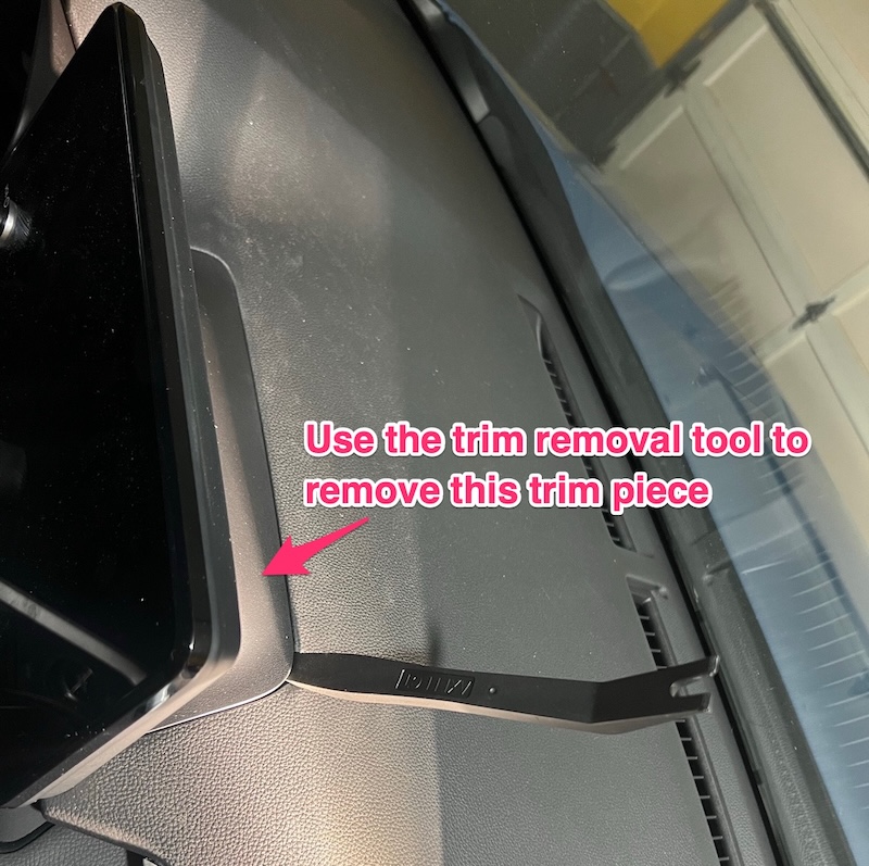Removing the trim piece behind the infotainment screen